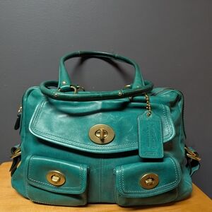 Coach Teal Bleecker Peyton Leather Satchel